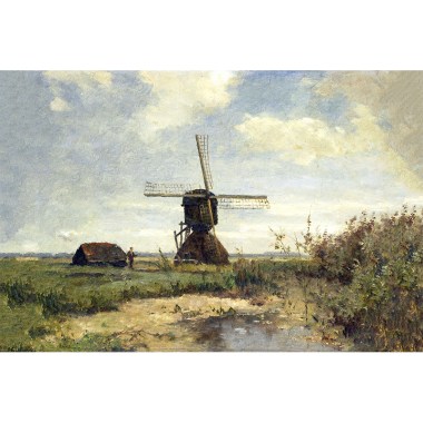 4072 Zonnige dag een molen aan een wetering, Paul Joseph Constantin Gabriëlj